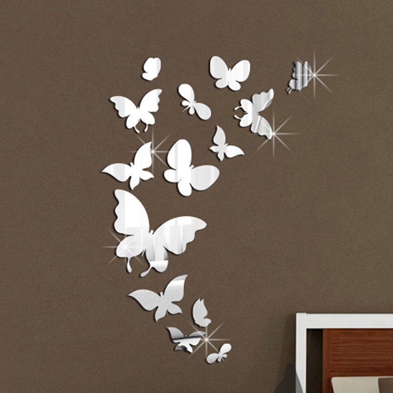 Walplus 14 Mirror Butterflies Wall Art Wall Decal & Reviews Wayfair